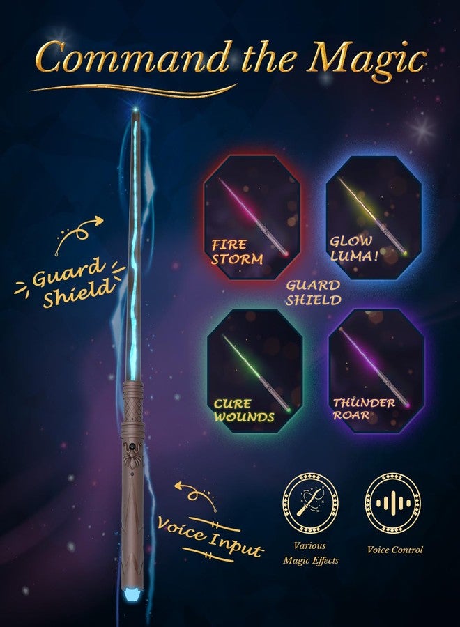 Pussan Wizard Spell Wand with Voice-Control & 5 Light Effects, Magic Light Up Wand with Customizable Spells, Rechargeable Remote Control Wand, Kids Witch Toys Gifts for Christmas Cosplay Halloween Birthday - Image 2